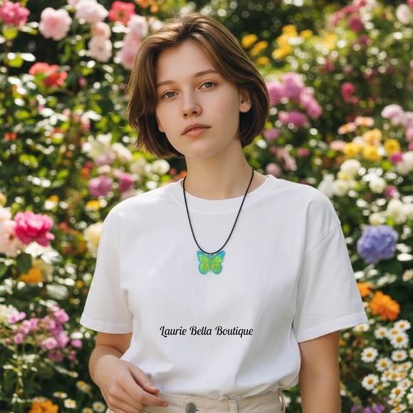 Iridescent Butterfly Necklace - Picture 3 of 3